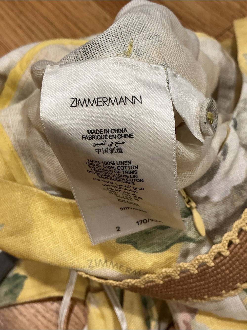 NWOT Zimmermann Yellow Floral Halter Linen Romper with Belt, Size AU 2 = M - Picture 9 of 9